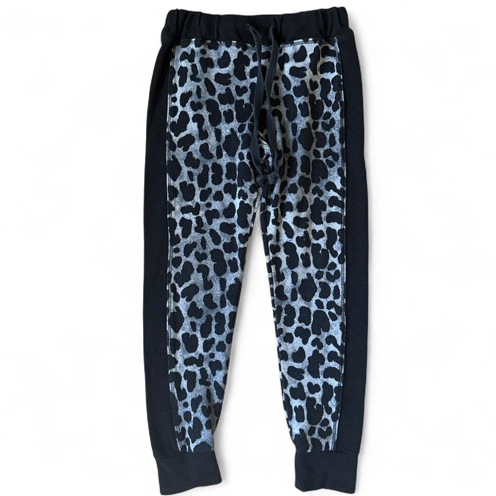 Girls Size 6 Black Gray Leopard Print Jogger Pants